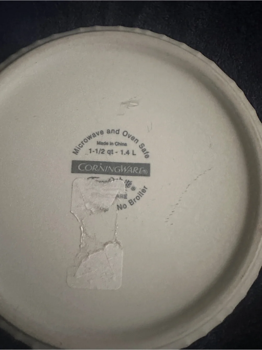 CorningWare French White Round Casserole Dish 1-1/2” Quart